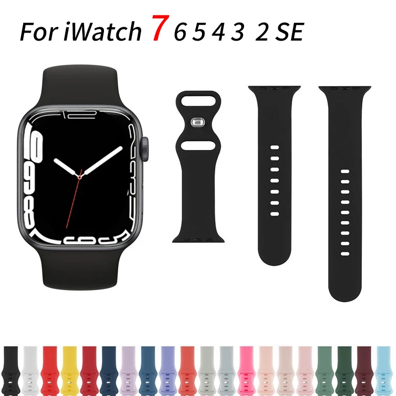 Silicone Strap For Apple Watch band 6 44mm 42mm 40mm 38mm Smart rubber watchband bracelet iWatch band for Series 7 SE 5 4 3 2 se
Silicone Strap For Apple Watch band 6 44mm 42mm 40mm 38mm Smart rubber watchband bracelet iWatch band for Series 7 SE 5 4 3 2 se