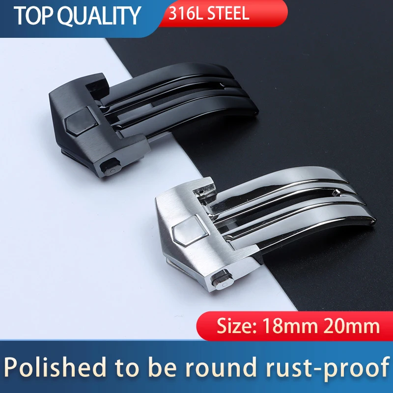 316L Stainless Steel Folding Butterfly Buckle 18mm 20mm Silver Black Watch Band For TAG Clasp For HEUER CARRERA Clasp Lock Strap
316L Stainless Steel Folding Butterfly Buckle 18mm 20mm Silver Black Watch Band For TAG Clasp For HEUER CARRERA Clasp Lock Strap