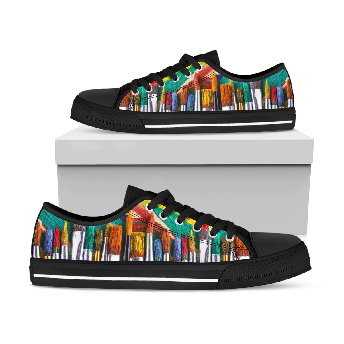 

Hot Cool Watercolor Teacher Art Vulcanized Shoes Fashion Summer 3D Print Canvas Shoes Women Men Casual Sneakers Black Whit Flats