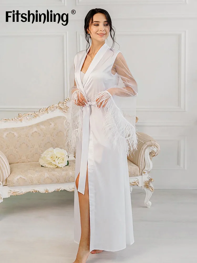 Fitshinling Women Nightgown Feather Solid Belt Mesh Long Sleeve Casual White Summer Women's Home Clothes Dress Loungewear 2022
Fitshinling Women Nightgown Feather Solid Belt Mesh Long Sleeve Casual White Summer Women's Home Clothes Dress Loungewear 2022