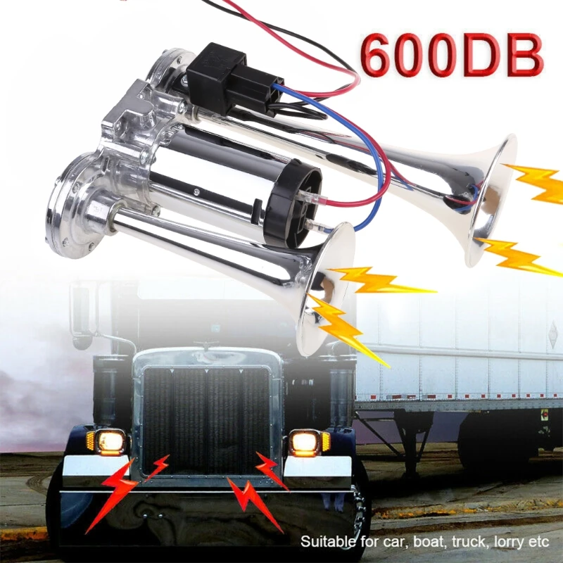 Dual Pipe Trumpet Compressor Bocina for t.u.k. Cars Automobiles 12V 600DB Horn Portable Train Horn Speakers D7YA
Dual Pipe Trumpet Compressor Bocina for t.u.k. Cars Automobiles 12V 600DB Horn Portable Train Horn Speakers D7YA