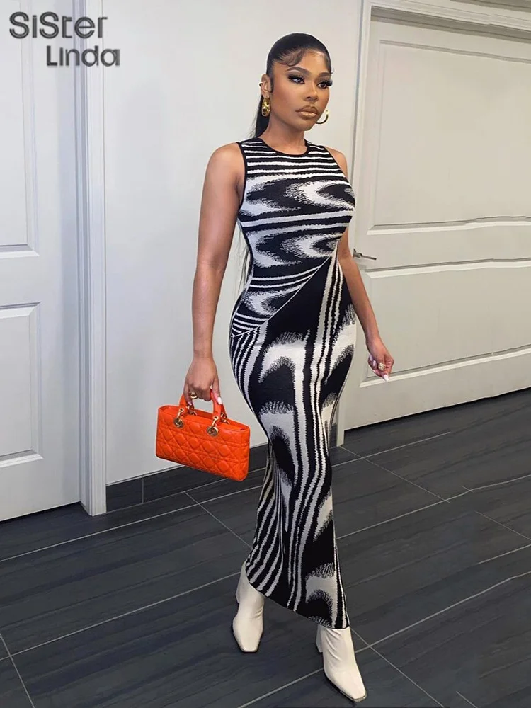 Sisterlinda Animal Striped Print Maxi Dresses Women Sleeveless O-Neck Skinny Stretchy Long Skirt Female Party Clubwear Vestidos
Sisterlinda Animal Striped Print Maxi Dresses Women Sleeveless O-Neck Skinny Stretchy Long Skirt Female Party Clubwear Vestidos