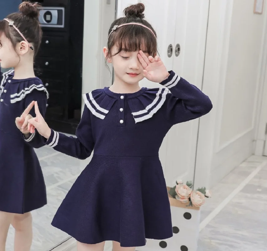 2022 Winter Kids Lapel Solid Color Knitting Long Sleeve Sweater Dresses For Girls Princess Children Casual Clothes For 3-12 Y
2022 Winter Kids Lapel Solid Color Knitting Long Sleeve Sweater Dresses For Girls Princess Children Casual Clothes For 3-12 Y