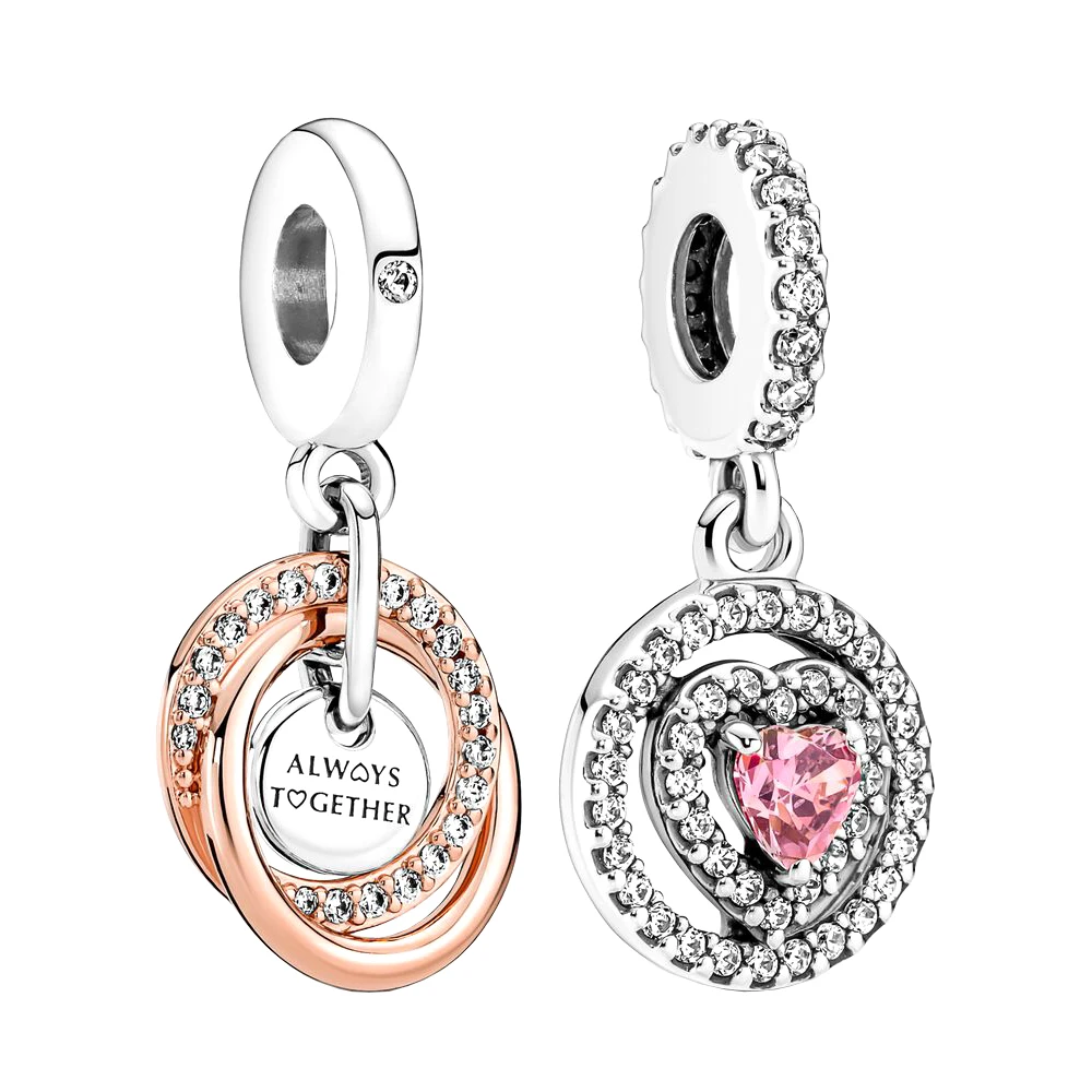 925 Silver Sparkling Double Halo Heart Dangle Charm Fit Pandora Original DIY Bracelet Necklace for Ladies Jewelry Gift 
925 Silver Sparkling Double Halo Heart Dangle Charm Fit Pandora Original DIY Bracelet Necklace for Ladies Jewelry Gift