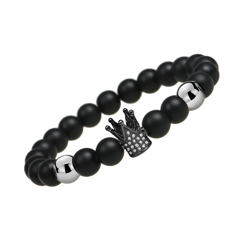 Fashion Crown Charm Bracelet Men Royal Temperament Pave CZ 8mm Black Matte Beaded Bracelet For Men Jewelry Gift
Fashion Crown Charm Bracelet Men Royal Temperament Pave CZ 8mm Black Matte Beaded Bracelet For Men Jewelry Gift