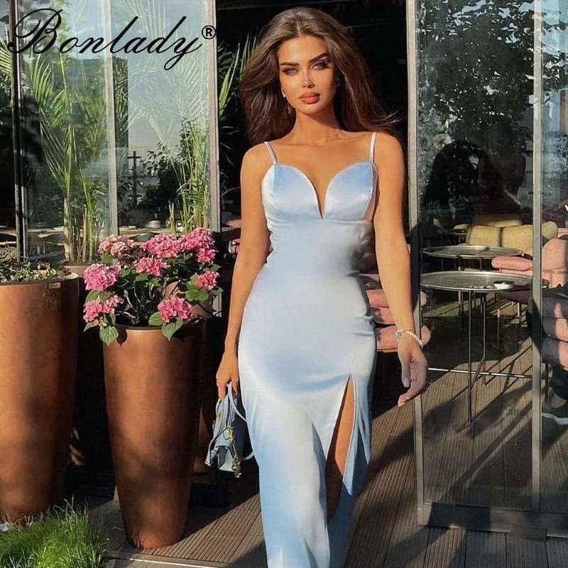 Bonlady Sexy Spaghetti Strap Women's Midi Party Clothing 2022 New Year Solid V-neck Side Split Sleeveless Slim Dresses Ladies
Bonlady Sexy Spaghetti Strap Women's Midi Party Clothing 2022 New Year Solid V-neck Side Split Sleeveless Slim Dresses Ladies