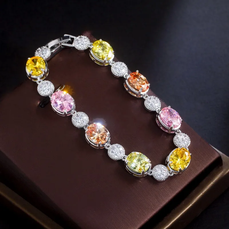 S925 18K Gold Plated Color Diamond Zircon Bracelet Topaz Women's Handwear Engagement Wedding Party Birthday Gift
S925 18K Gold Plated Color Diamond Zircon Bracelet Topaz Women's Handwear Engagement Wedding Party Birthday Gift