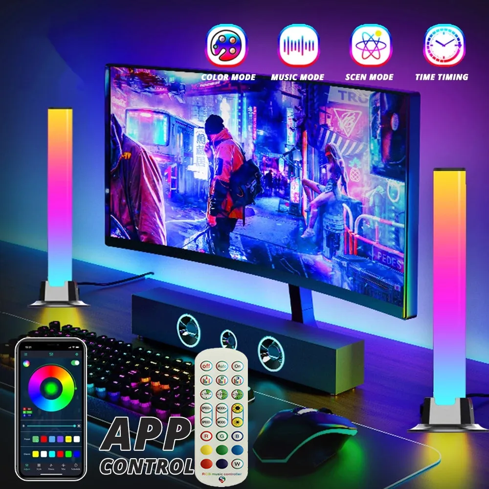 Smart LED Light Bars Night Light APP Remote Control Desktop Atmosphere Light for Computer Gaming TV Bedroom Living Room Decor
Smart LED Light Bars Night Light APP Remote Control Desktop Atmosphere Light for Computer Gaming TV Bedroom Living Room Decor
