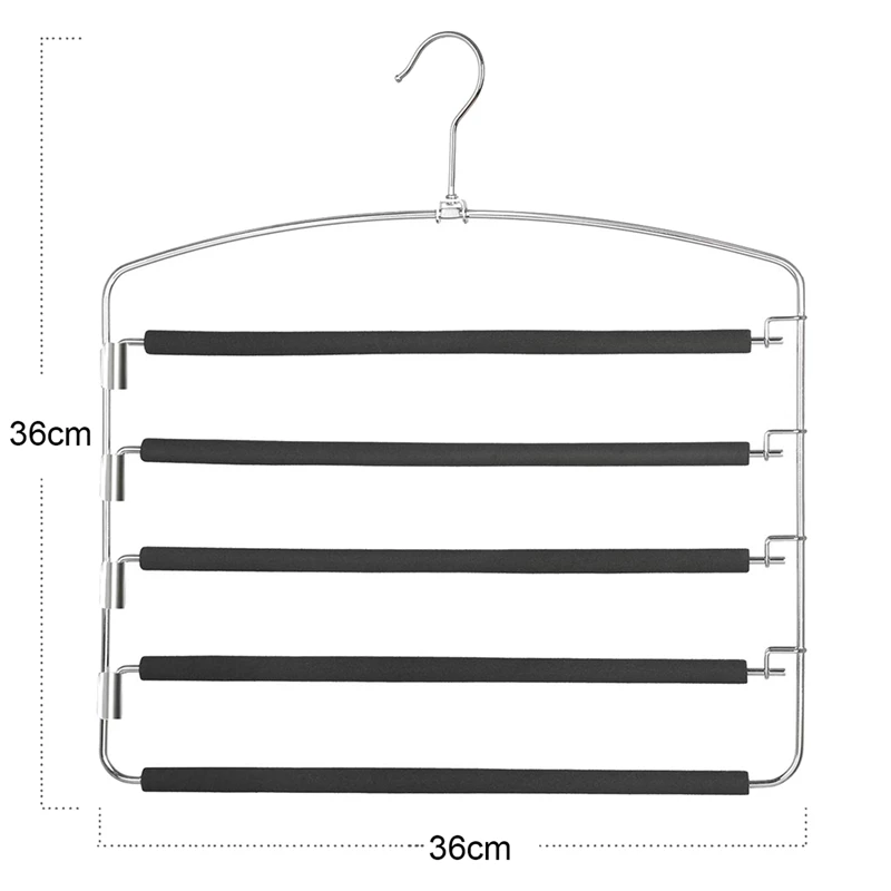 5X Pants Hangers 5 Layers Metal Slack Magic Hangers Non-Slip Foam Padded Swing Arm Space Saving Hanger Storage Organizer
5X Pants Hangers 5 Layers Metal Slack Magic Hangers Non-Slip Foam Padded Swing Arm Space Saving Hanger Storage Organizer