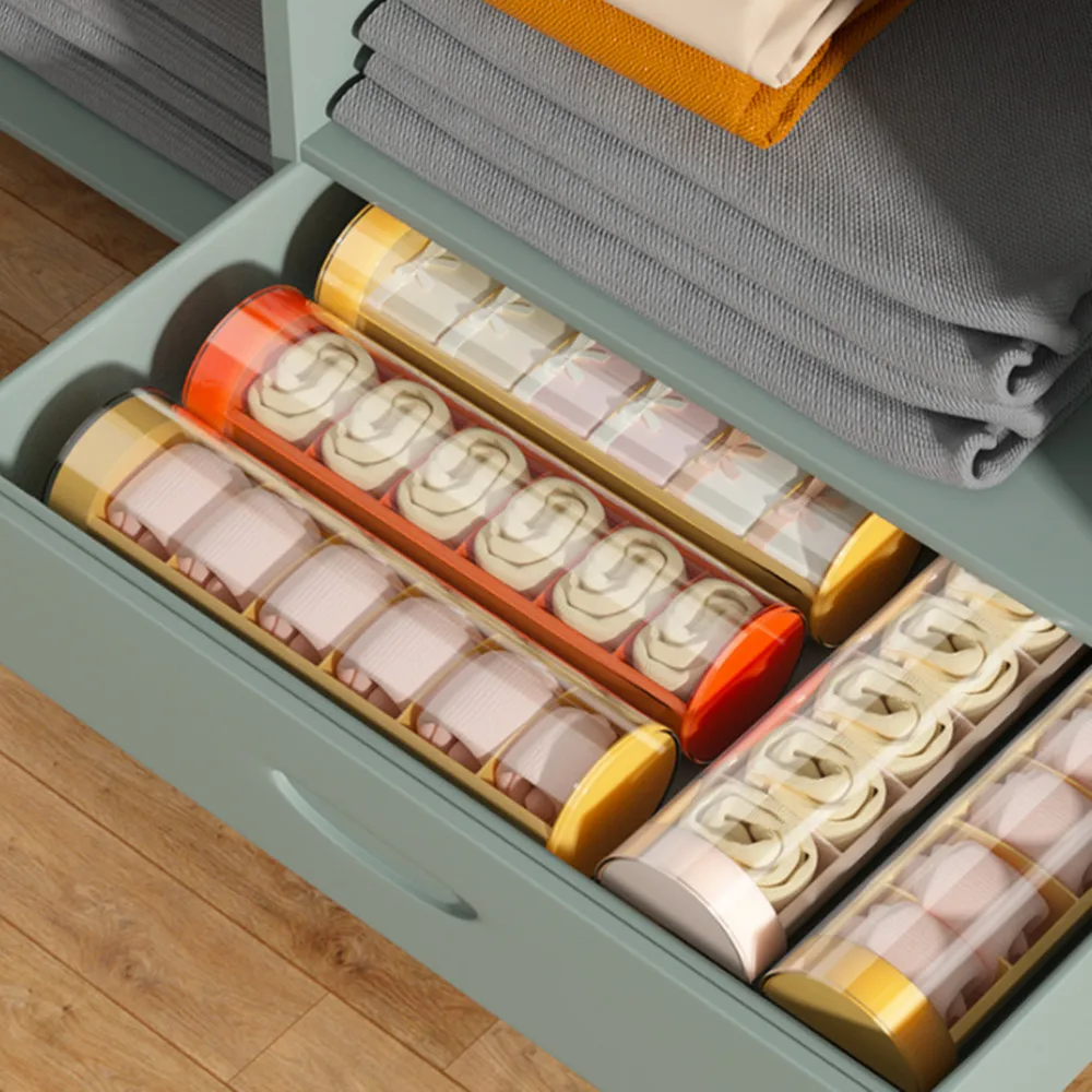 6 Grids Cylindrical Socks Storage Box Dustproof Panties Underwear Socks Storage Box Portable Drawer Visible Grid Organizers
6 Grids Cylindrical Socks Storage Box Dustproof Panties Underwear Socks Storage Box Portable Drawer Visible Grid Organizers