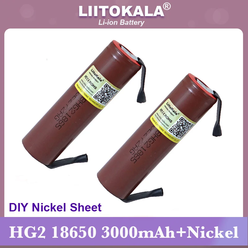 Liitokala 100% New HG2 18650 3000mAh Rechargeable battery 18650HG2 3.6V discharge 20A Power batteries + DIY Nickel
Liitokala 100% New HG2 18650 3000mAh Rechargeable battery 18650HG2 3.6V discharge 20A Power batteries + DIY Nickel