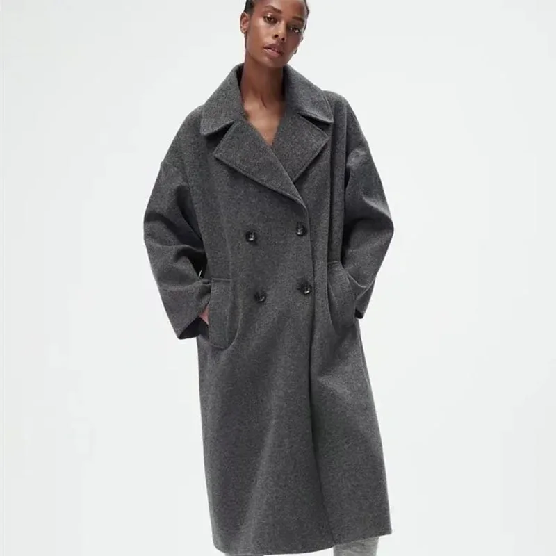 Autumn Suit Collar Double Breasted Long Sleeve Top Temperament Coat New Solid Loose Long Coat for Women
Autumn Suit Collar Double Breasted Long Sleeve Top Temperament Coat New Solid Loose Long Coat for Women