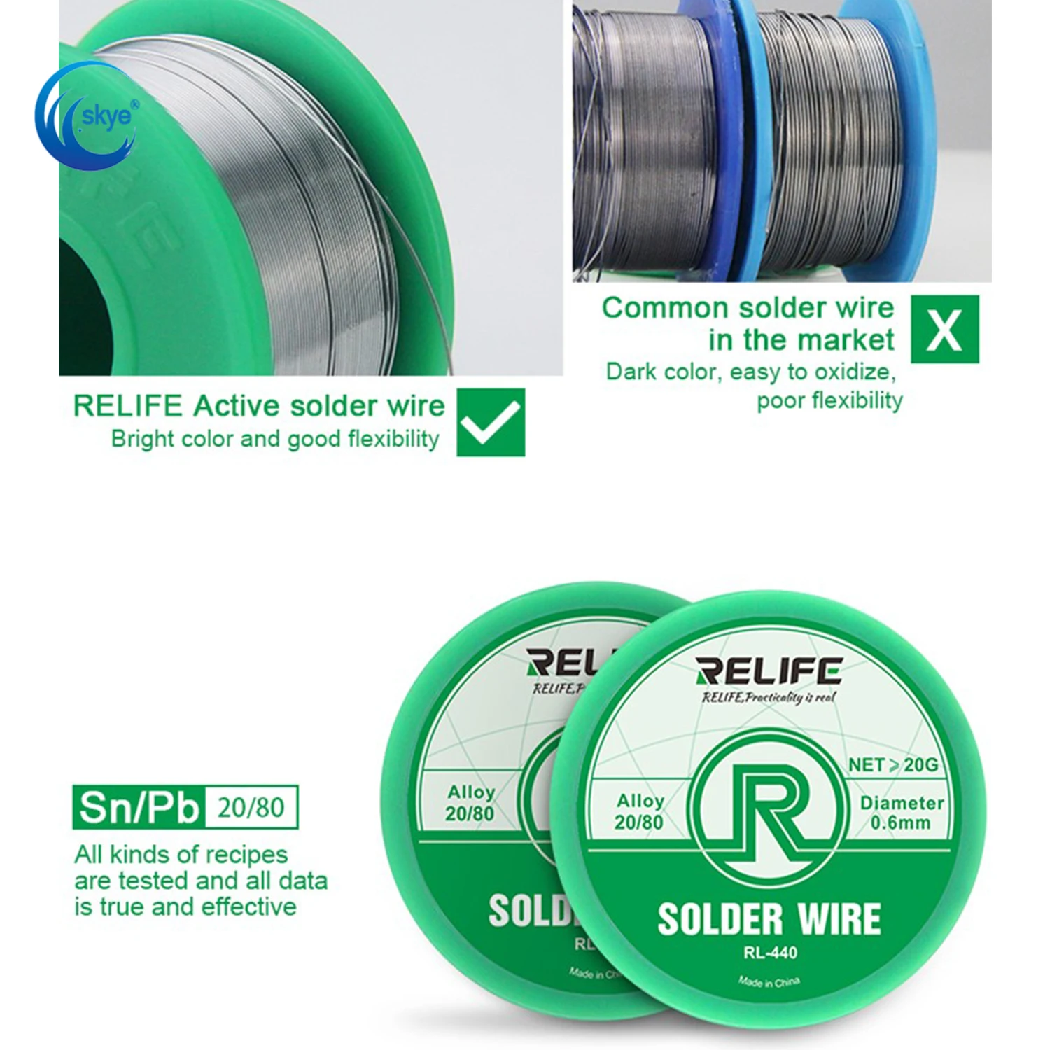 RELIFE RL-441/442 Medium Temperature Solder Wire 183 Degree with Lead Rosin Core Welding Tin Wire for Soldering Repair
RELIFE RL-441/442 Medium Temperature Solder Wire 183 Degree with Lead Rosin Core Welding Tin Wire for Soldering Repair