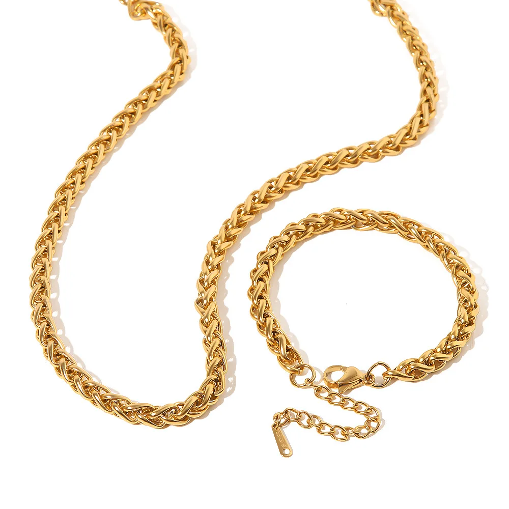 Stainless Steel PVD 18K Gold Plated Tarnish Chunky Chain Necklace Bracelet For Woman Jewelry Wholesale 2023 Trendy
Stainless Steel PVD 18K Gold Plated Tarnish Chunky Chain Necklace Bracelet For Woman Jewelry Wholesale 2023 Trendy
