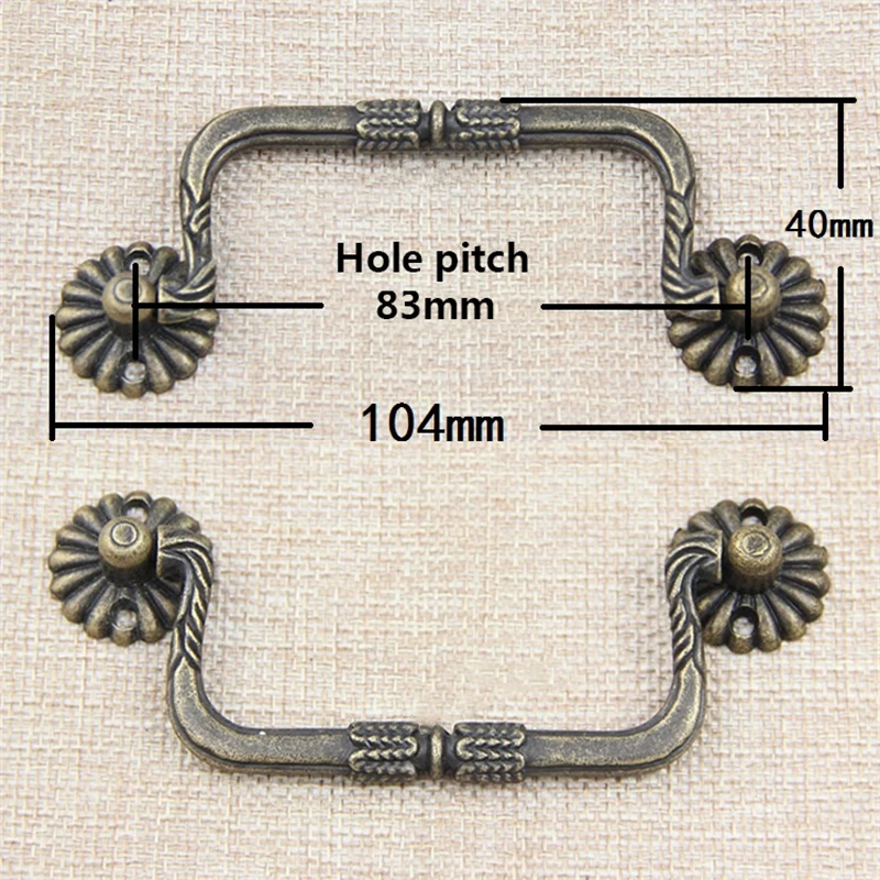 104x40mm Vintage Pull Handle Door Handle For Drawer Jewelry Wine Box Gift Box Furniture Cabinet Kitchen Handles
104x40mm Vintage Pull Handle Door Handle For Drawer Jewelry Wine Box Gift Box Furniture Cabinet Kitchen Handles