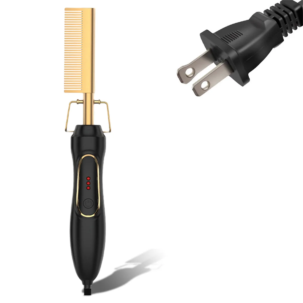 Hairstyling Comb Wet Dry Dual Use Heating Smoothing Straightener Portable 5 Levels Adjustable Barber Shop Black US Plug 
Hairstyling Comb Wet Dry Dual Use Heating Smoothing Straightener Portable 5 Levels Adjustable Barber Shop Black US Plug