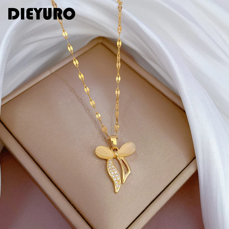 DIEYURO 316L Stainless Steel Bowknot Pendant Necklace For Women New Design Girls Charm Chain Party Birthday Jewelry Gifts Bijoux
DIEYURO 316L Stainless Steel Bowknot Pendant Necklace For Women New Design Girls Charm Chain Party Birthday Jewelry Gifts Bijoux