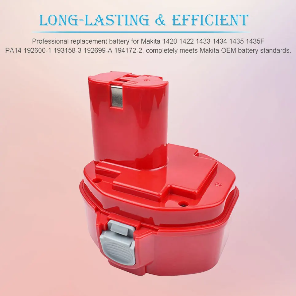 2022 14.4V 12800mAh compatible with Makita 193158-3 1051D 4033D 5094D 6280D 8280D JR140D ML140 1420 NiMH battery replacement
2022 14.4V 12800mAh compatible with Makita 193158-3 1051D 4033D 5094D 6280D 8280D JR140D ML140 1420 NiMH battery replacement