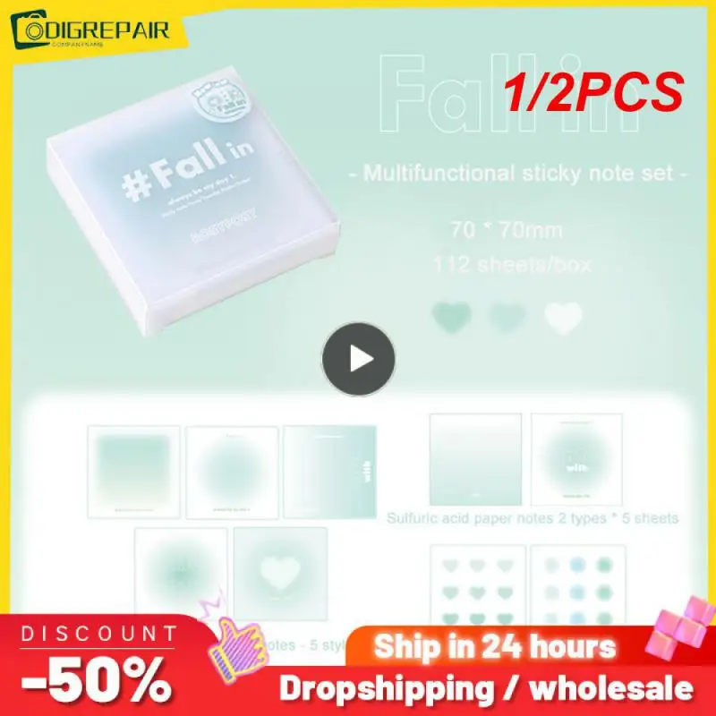 1/2 шт., 112 листов/коробка, градиентная серная бумага для заметок
1/2 шт., 112 листов/коробка, градиентная серная бумага для заметок