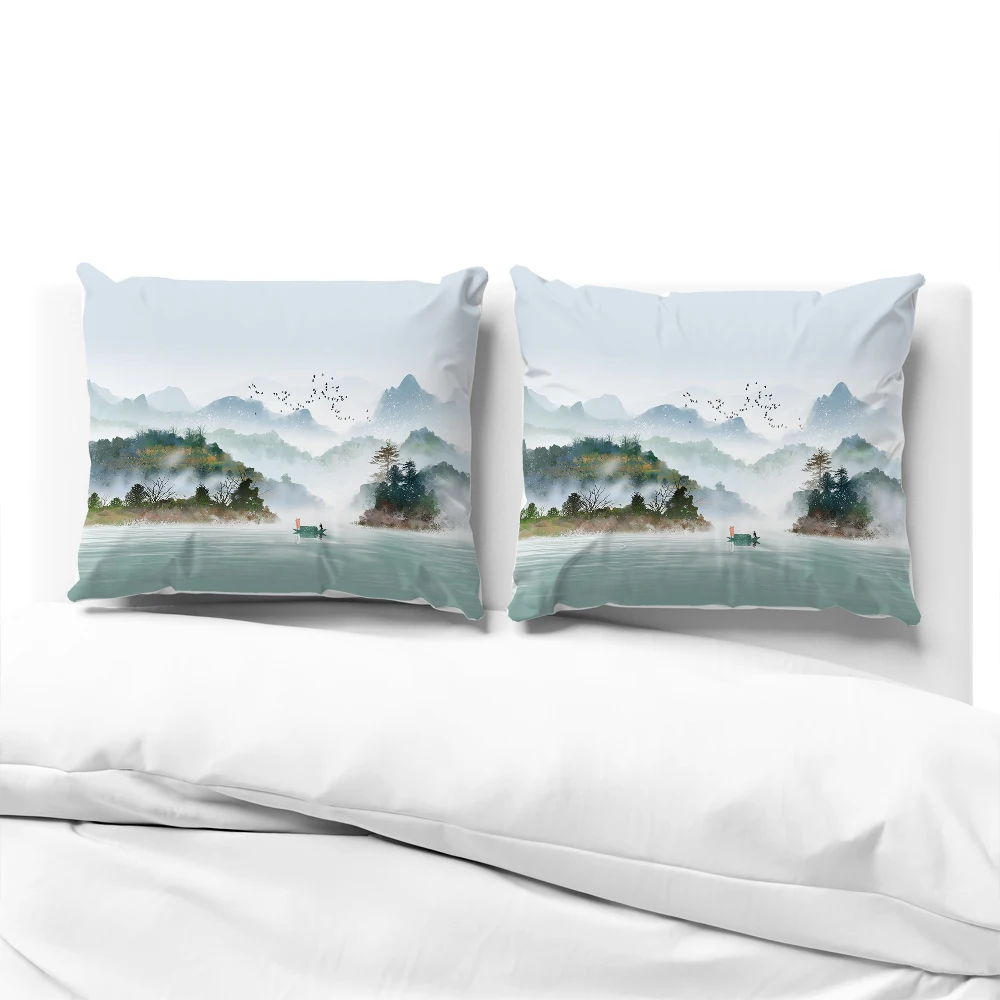 

Luxury Pillow cover for sofa Decorative pillow case Bedding Pillowcase Pillowcovers 50x70 50x75 50x80 scenery green