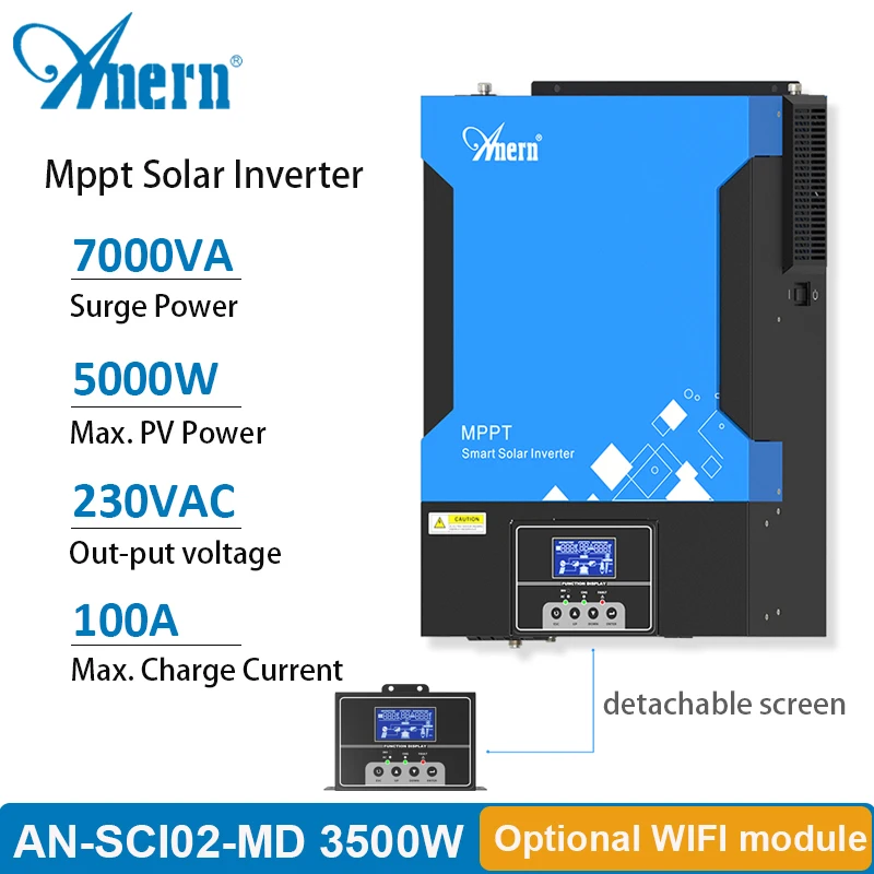 5500W Solar Inverter Hybrid 230V Voltage Converter MPPT Solar Charge Controller Wide PV Input 120V-500Vdc 100A Pure Sine Wave
5500W Solar Inverter Hybrid 230V Voltage Converter MPPT Solar Charge Controller Wide PV Input 120V-500Vdc 100A Pure Sine Wave