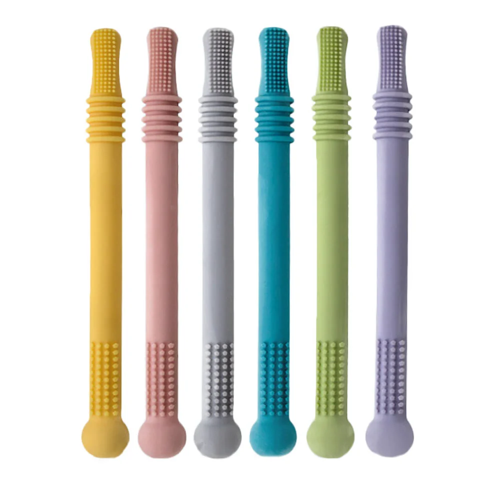 

6 Pcs Children's Teething Stick Hollow Tubes Baby Straw Molar Plaything Toys Newborn Teether Silica Gel