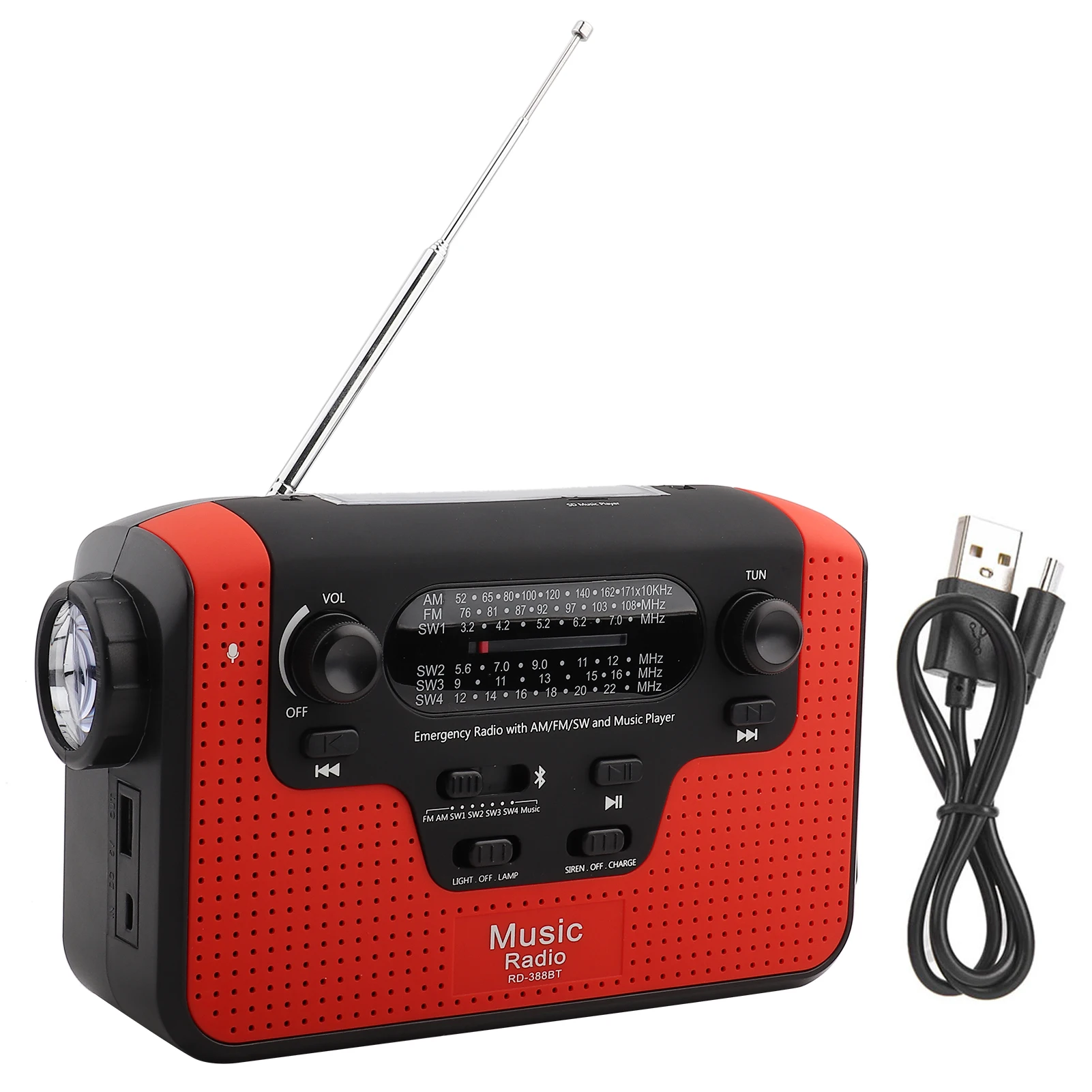 Пластиковая Красная Солнечная портативная ручная Многополосная плата AM/FM/SW Bluetooth разъем радио Многофункциональный светодиодный фонарик ...
Пластиковая Красная Солнечная портативная ручная Многополосная плата AM/FM/SW Bluetooth разъем радио Многофункциональный светодиодный фонарик ...