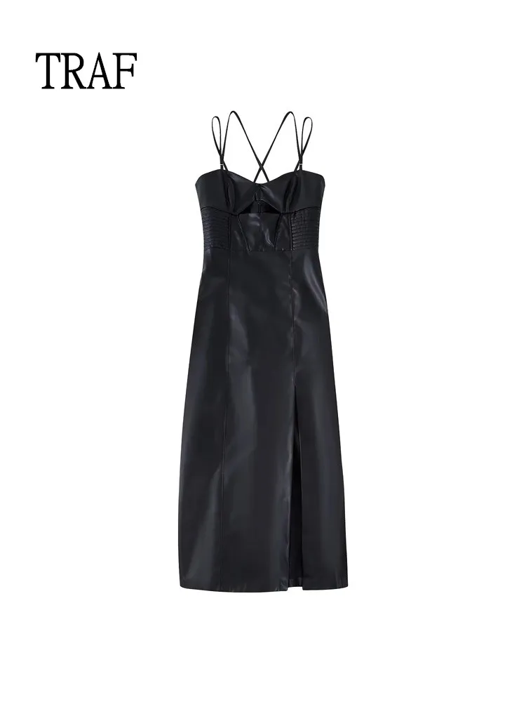 TRAF Black Faux Leather Slip Dress Women 2022 Vintage Backless Midi Dresses Female Strap Sexy Dresses Party Night Club Dress
TRAF Black Faux Leather Slip Dress Women 2022 Vintage Backless Midi Dresses Female Strap Sexy Dresses Party Night Club Dress