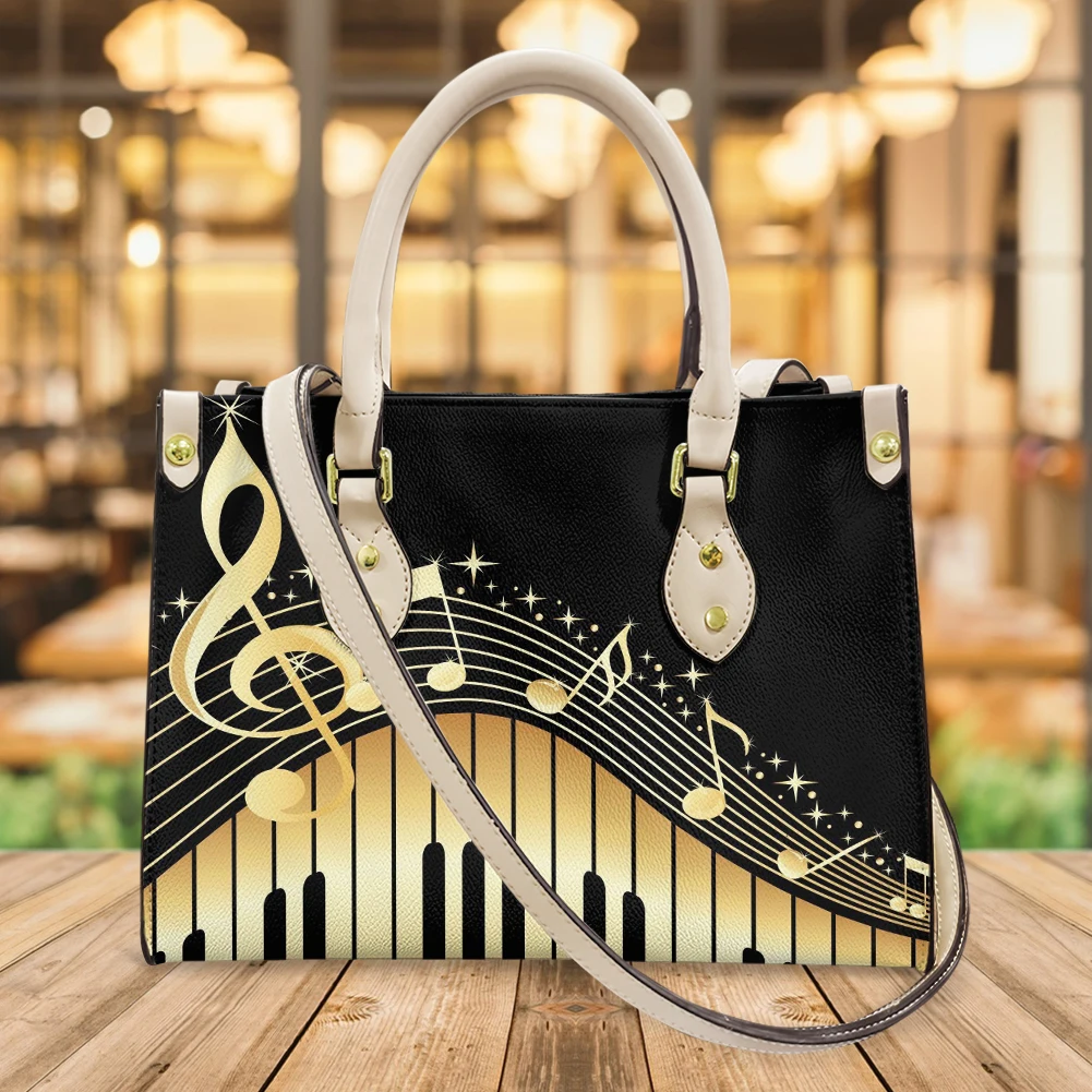 

FORUDESIGNS Piano Music Notes Pattern Luxury Designer Shoulder Bag Pu Leather Handbags Women Crossbody Bags Female Bolsa Mujer