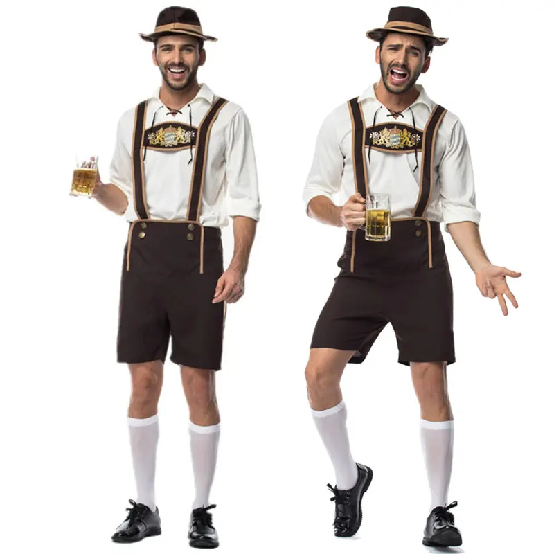 

Male Oktoberfest Lederhosen Outfit Set German Bavarian Octoberfest Festival Beer Man Cosplay Carnival Halloween Party Costume