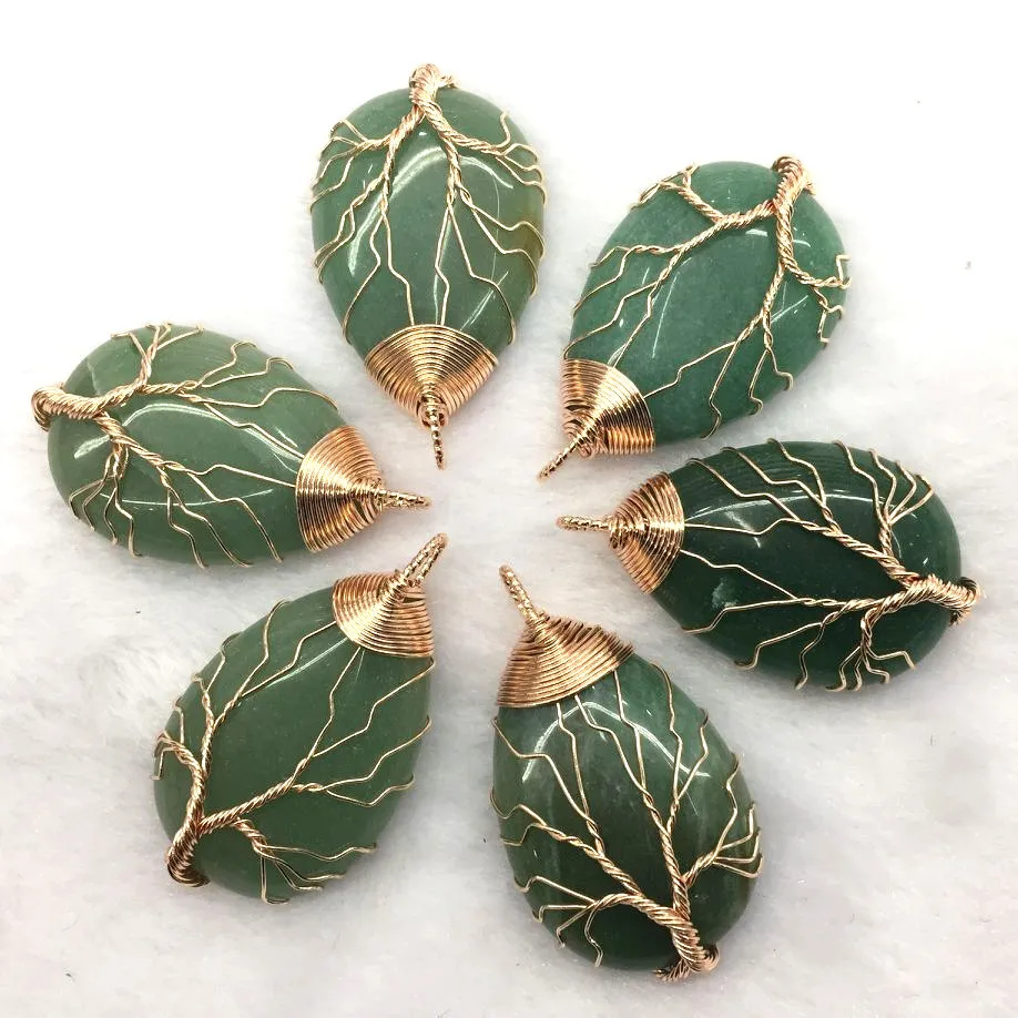 Teardrop Green Aventurine Stone Crystal Gold Color Wire Wrap Handmade Tree of Life Drop Shape Natural Pendants
Teardrop Green Aventurine Stone Crystal Gold Color Wire Wrap Handmade Tree of Life Drop Shape Natural Pendants