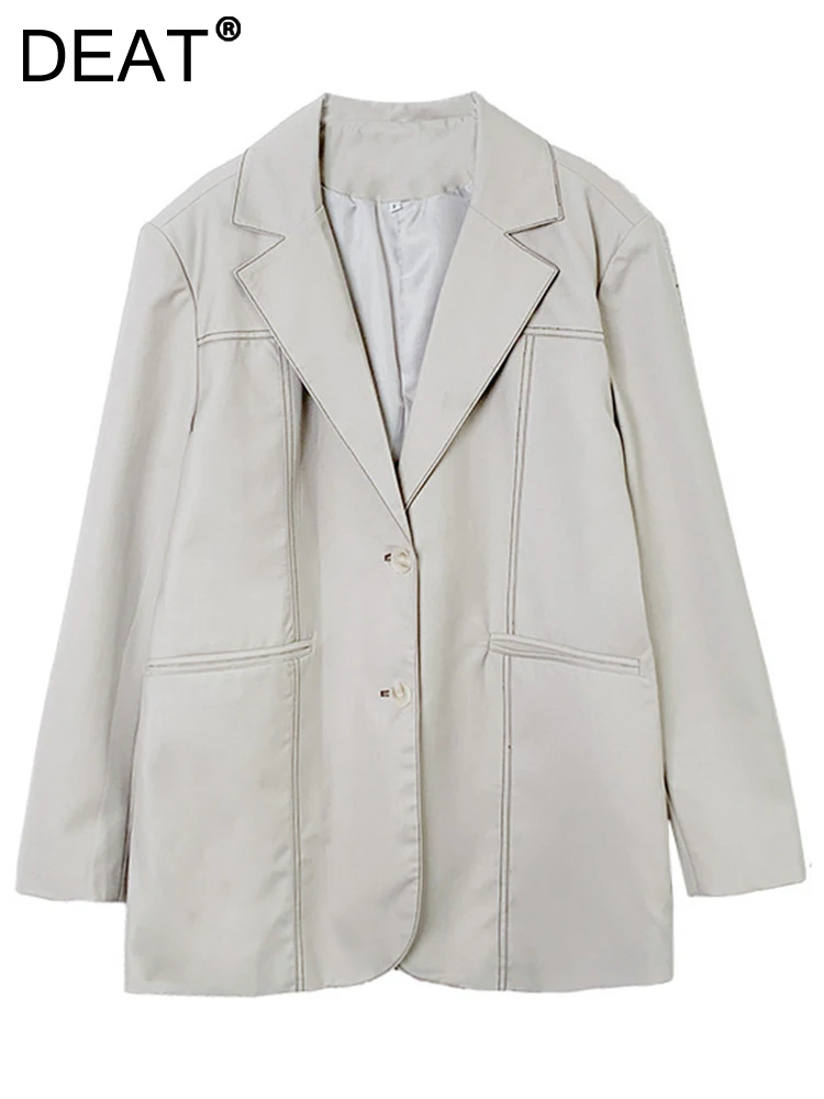 

Женский однобортный Блейзер DEAT, свободный пиджак составного кроя с отложным воротником и длинными рукавами, осень 2023