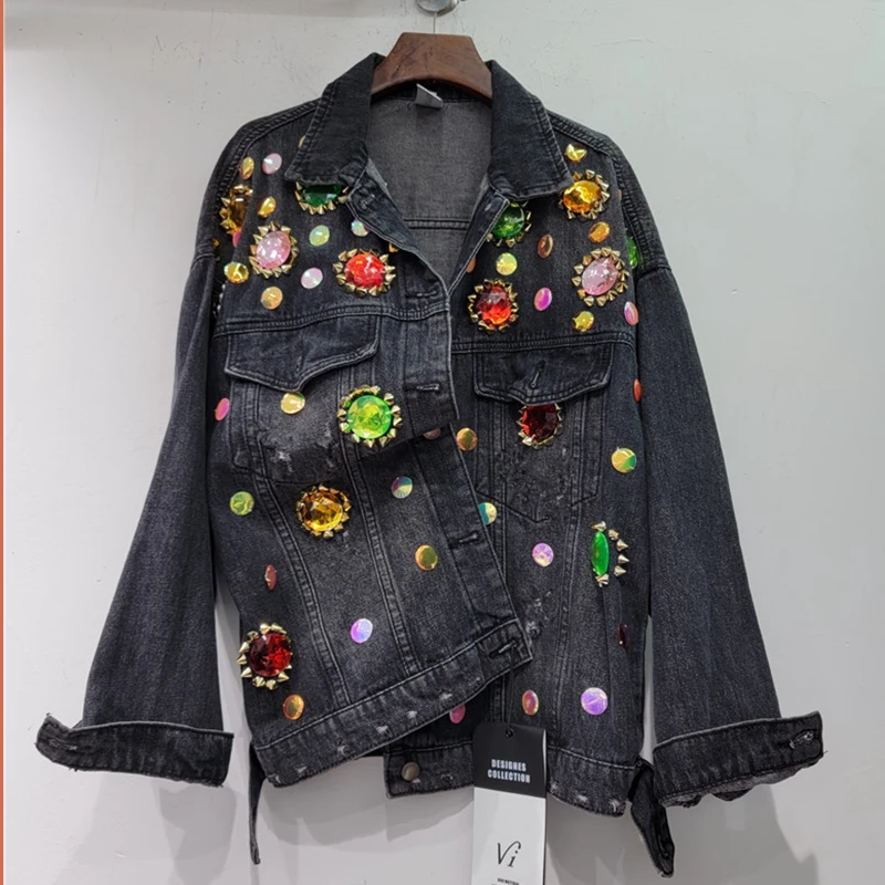 Женская джинсовая куртка с блестками, свободная приталенная куртка с длинным рукавом, Европейская станция, осень 2023
Женская джинсовая куртка с блестками, свободная приталенная куртка с длинным рукавом, Европейская станция, осень 2023