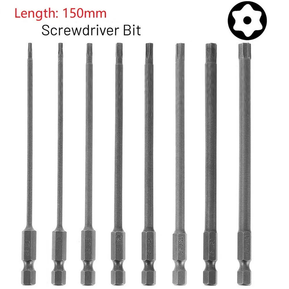1PC Magnetic 1/4" Torx Screwdriver Bit Alloy Steel 150mm Long T8,T10,T15,T20,T25,T27,T30,T40 For Electric Screwdriver
1PC Magnetic 1/4" Torx Screwdriver Bit Alloy Steel 150mm Long T8,T10,T15,T20,T25,T27,T30,T40 For Electric Screwdriver