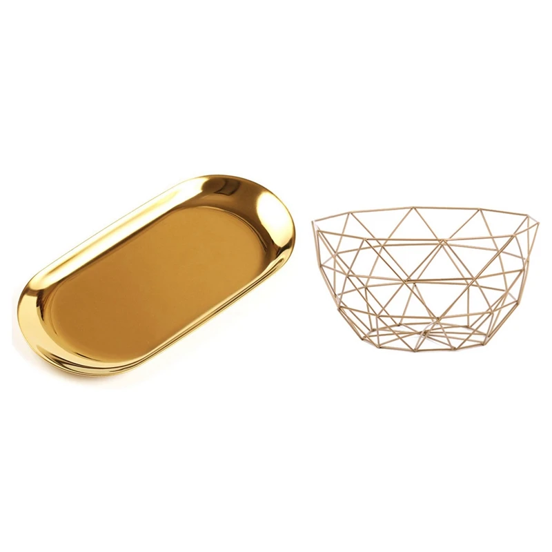 1 Pcs Gold Metal Art Snacks Candy Fruit Basket For Living Room Desktop Kitchen Organizer Basket & 1 Pcs Metal Storage Tray Gold
1 Pcs Gold Metal Art Snacks Candy Fruit Basket For Living Room Desktop Kitchen Organizer Basket & 1 Pcs Metal Storage Tray Gold