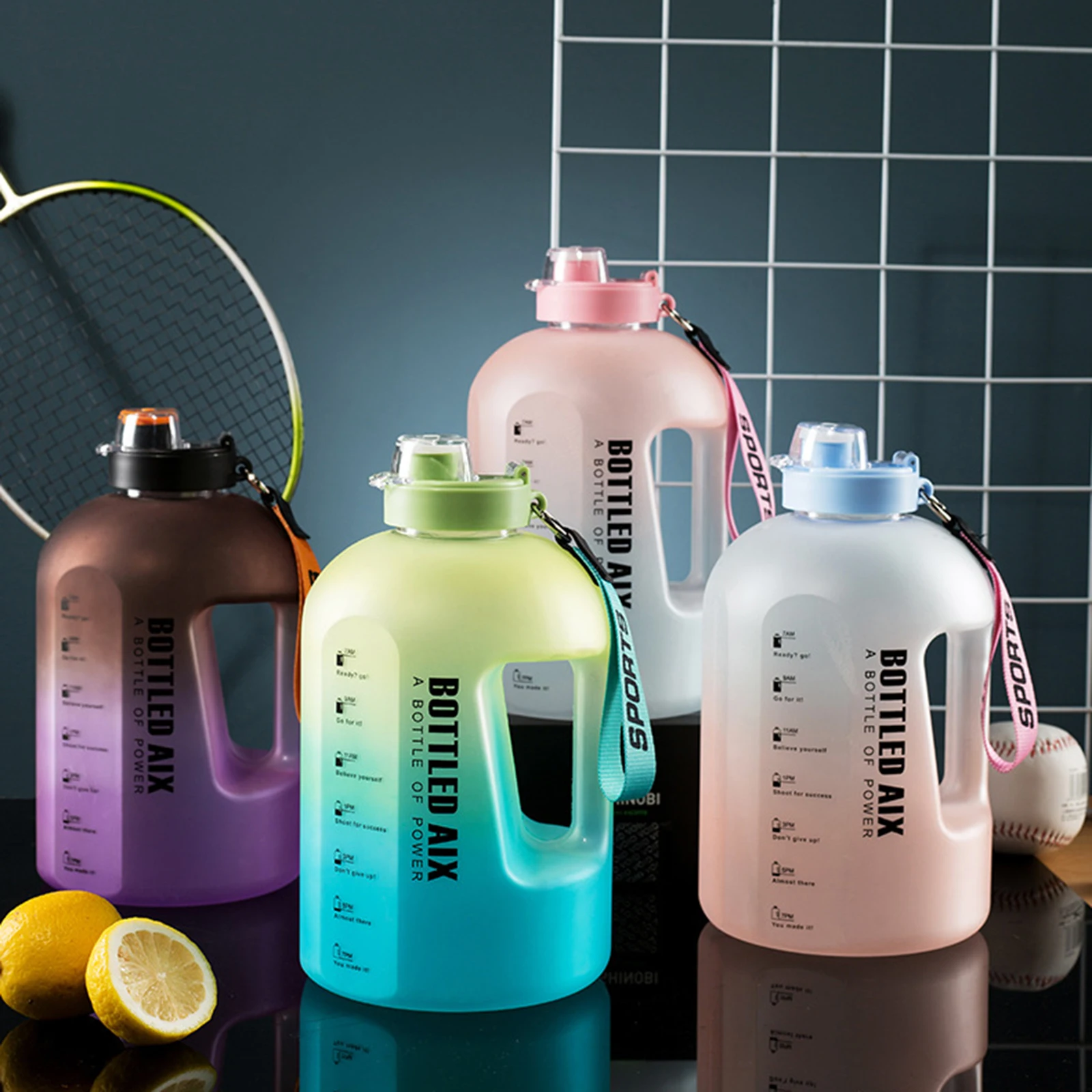 Trend Fashion Gallon Waterbottle 2.2L Plastic Water Cup Personality Ton Ton Bucket Sports Outdoor Fitness Portable Water Bottles
Trend Fashion Gallon Waterbottle 2.2L Plastic Water Cup Personality Ton Ton Bucket Sports Outdoor Fitness Portable Water Bottles