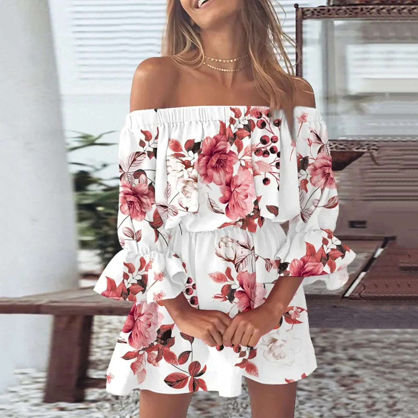 Boho Dresses for Women 2023 Summer Sexy Off Shoulder Floral Print Flare Sleeve Tunic Dress Women Casual Mini Sundress Vestido
Boho Dresses for Women 2023 Summer Sexy Off Shoulder Floral Print Flare Sleeve Tunic Dress Women Casual Mini Sundress Vestido