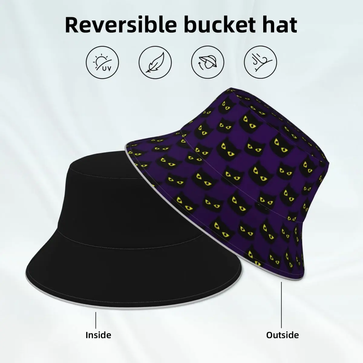 Black Cat Bucket Hat Halloween Print Fashion Outdoor Fisherman Hats Reversible Custom Reflective Sun Hat
Black Cat Bucket Hat Halloween Print Fashion Outdoor Fisherman Hats Reversible Custom Reflective Sun Hat