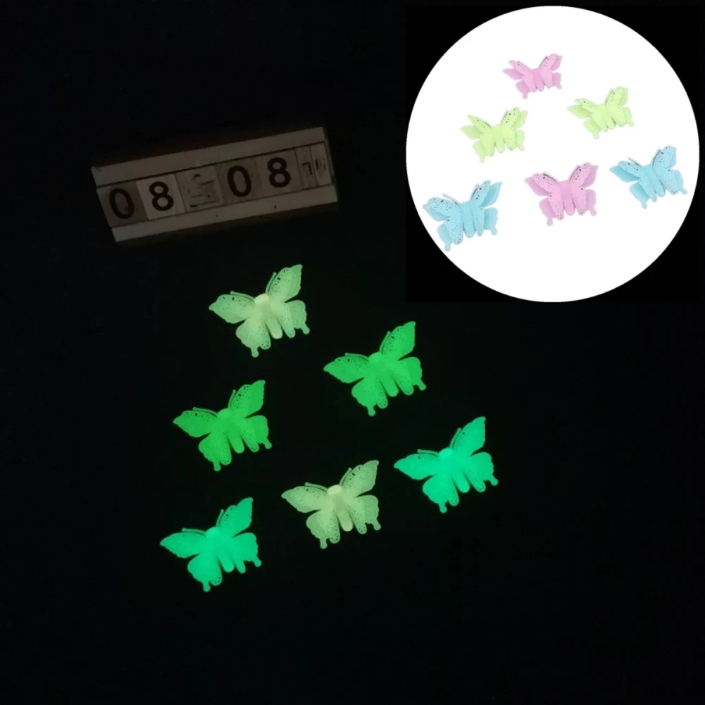 

6Pcs/Set Luminous Butterfly Wall Stickers Living Room Butterflies For Wedding Party Decoration Home 3D Fridge Decals Wallpaper