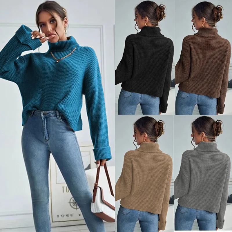 Autumn and winter new style high collar solid color loose women's sweater women's sweater casual pullover coat
Autumn and winter new style high collar solid color loose women's sweater women's sweater casual pullover coat