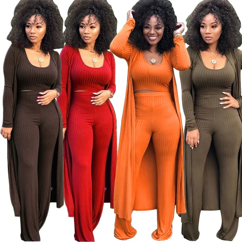 Women knitted long sleeve cardigan coat loose wide leg pants crop top 3 piece set for female women autumn winter women's suits 
Women knitted long sleeve cardigan coat loose wide leg pants crop top 3 piece set for female women autumn winter women's suits