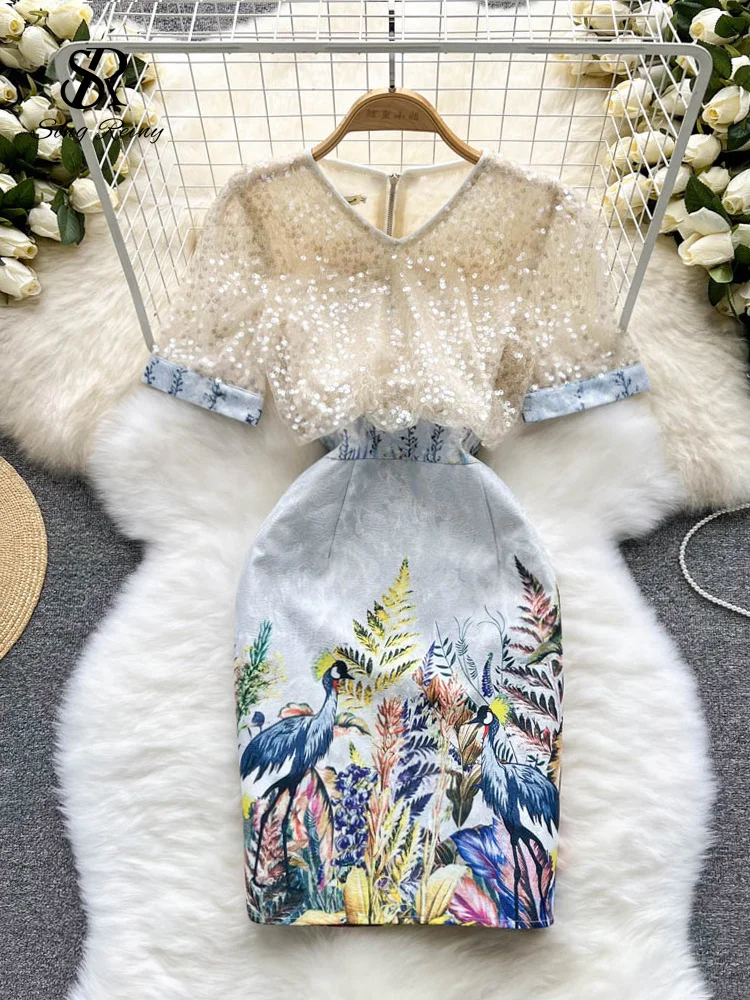LIRUICHENG Sequins Summer Print Slim Dress Women 2023 Elegant O Neck Zipper Sexy French Style Ladies Retro Gentle A Line Dresse
LIRUICHENG Sequins Summer Print Slim Dress Women 2023 Elegant O Neck Zipper Sexy French Style Ladies Retro Gentle A Line Dresse