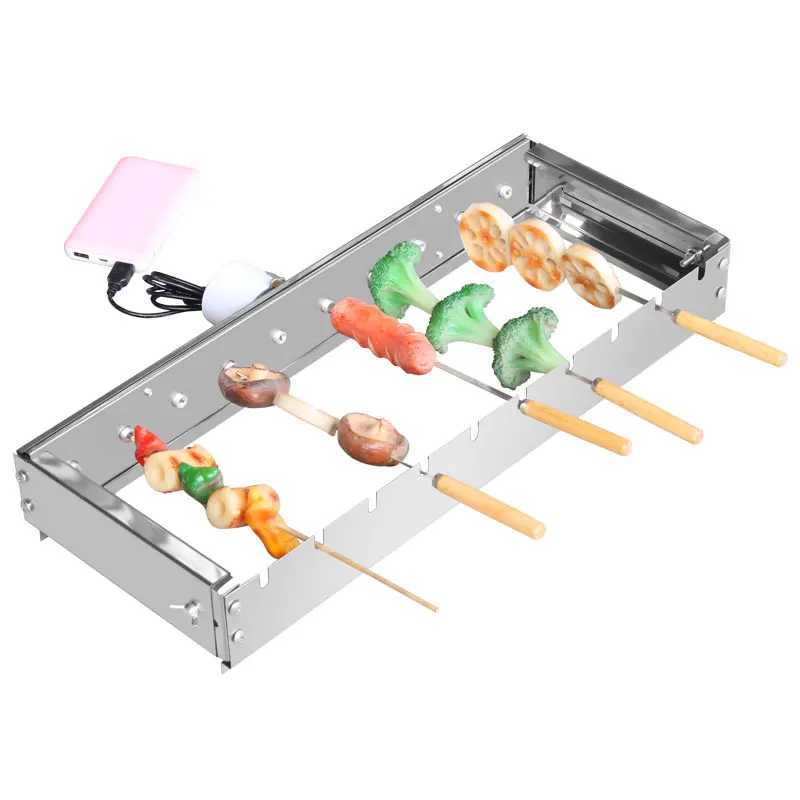 

Not limited to roasting needles Automatically flipping the shelf Adjusting the width Barbecue Grill 5V Rolling Skewers Tools