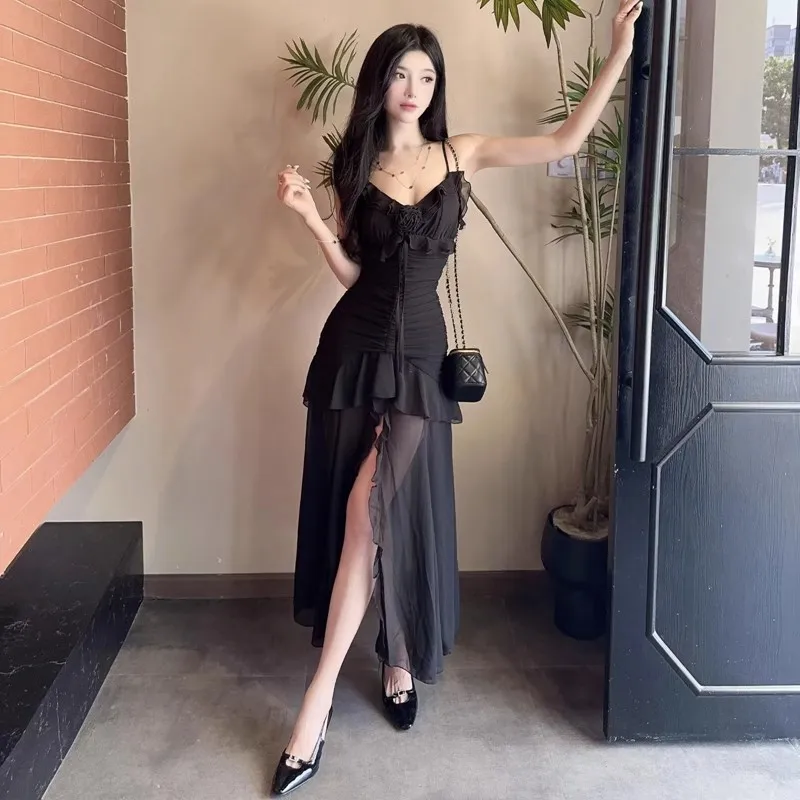 Black Chiffon Dress Women 2023 Summer Sexy Off Shoulder V-Neck Irregular Dimensional Rose Long Prom Party Fairy Dress Vacation
Black Chiffon Dress Women 2023 Summer Sexy Off Shoulder V-Neck Irregular Dimensional Rose Long Prom Party Fairy Dress Vacation