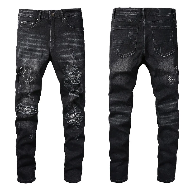 2022 AMR Hole Stitching Zipper Leather Patchwork Embroidery Biker Jean Streetwear Slim Skinny Stretch Denim Motorcycle Pant
2022 AMR Hole Stitching Zipper Leather Patchwork Embroidery Biker Jean Streetwear Slim Skinny Stretch Denim Motorcycle Pant