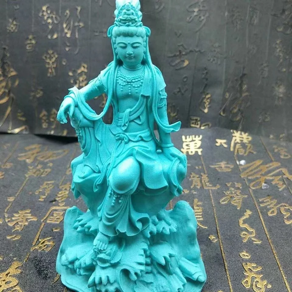 Turquoise Guanyin Buddhist figure statue Modern art sculpture Natural raw ore high porcelain stone Home Feng Shui Decorations
Turquoise Guanyin Buddhist figure statue Modern art sculpture Natural raw ore high porcelain stone Home Feng Shui Decorations