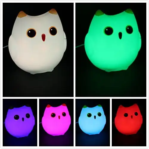 

Colors~ Owl LED Nightlight, Touch Control, USB Connect Energy Saving~ Christmas Gift Cute -D Room decor Aespa Studio ghibili dec