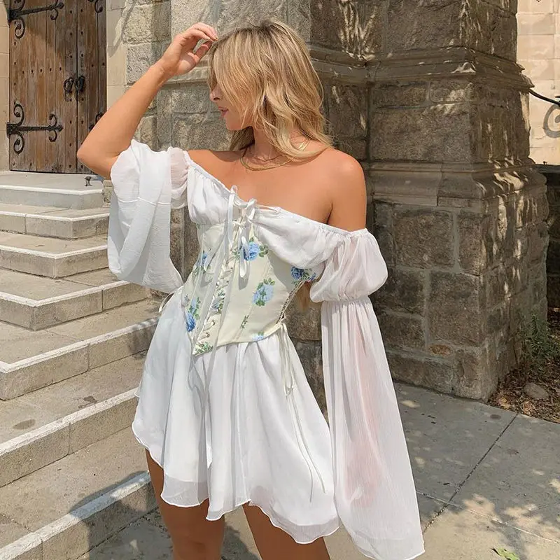 European, American and French Style Retro Waist-Controlled Chiffon off-Shoulder Waist Dress Vacation Style Thin Petite Short Dre
European, American and French Style Retro Waist-Controlled Chiffon off-Shoulder Waist Dress Vacation Style Thin Petite Short Dre
