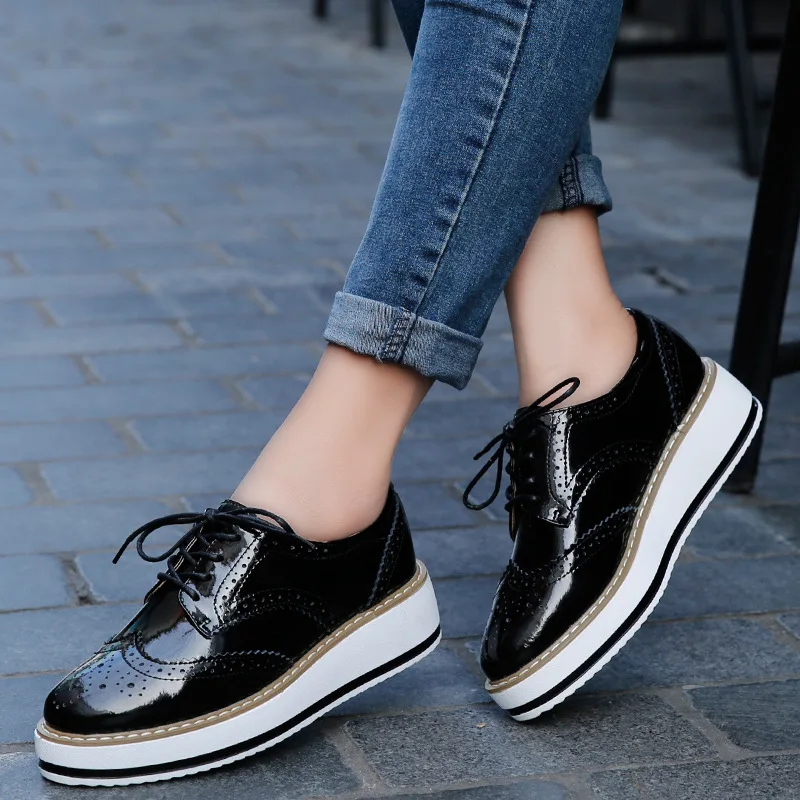 Comemore Spring Autumn Women Platform Flats Leather Lace Up Classic Footwear Female Oxford Shoes Woman Lady Comfortable Brogues 
Comemore Spring Autumn Women Platform Flats Leather Lace Up Classic Footwear Female Oxford Shoes Woman Lady Comfortable Brogues
