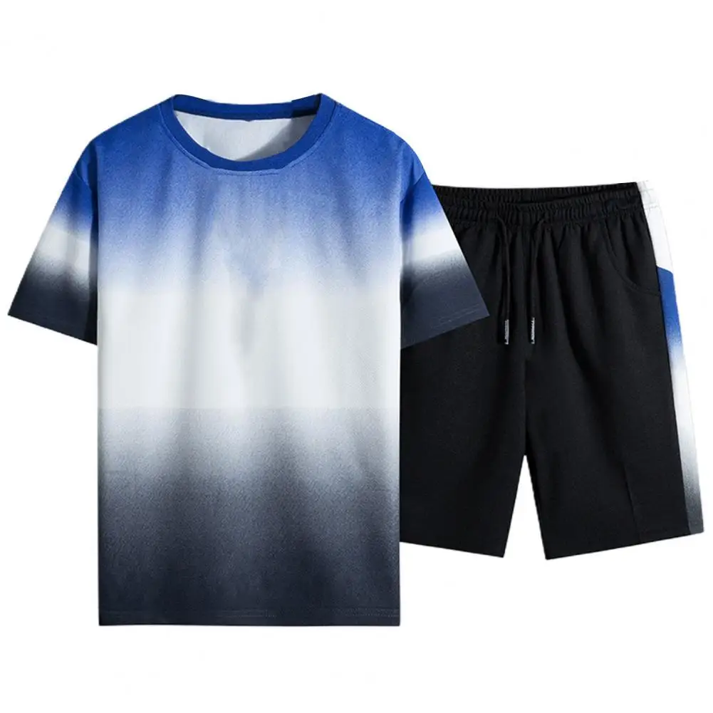 2 Pcs/Set Men T-shirt Shorts Set Gradient Color O Neck Pullover Elastic Waist Summer Top Pants Set Daily Clothes
2 Pcs/Set Men T-shirt Shorts Set Gradient Color O Neck Pullover Elastic Waist Summer Top Pants Set Daily Clothes